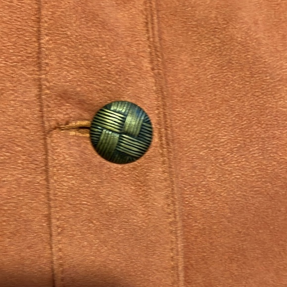 14P Tan Jay Burnt Orange Faux Suede Jacket Metal Buttons Zipper Pockets - Picture 5 of 11